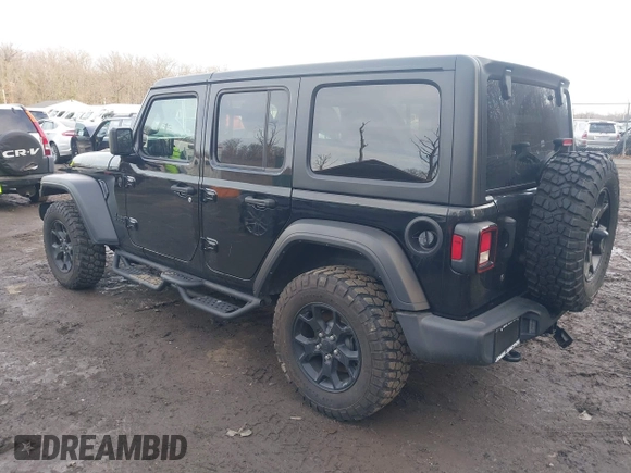2022 Jeep Wrangler Unlimited Sport S with VIN 1C4HJXDG1NW141244, listed as a IAAI auction lot 41532388 with 27,829 mi miles. Bid and sale history available at carsss.com. Image 3.