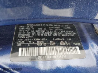 2021 Nissan Rogue Sport SL with VIN JN1BJ1CW2MW438259, listed as a Copart auction lot 44828355 with 54,478 mi miles and Salvage Title. Bid and sale history available at carsss.com. Image 14.