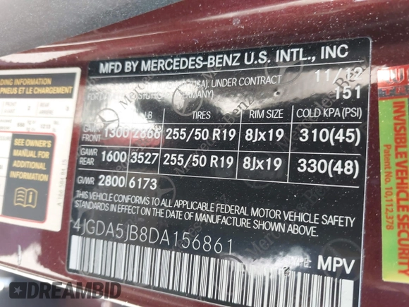 2013 Mercedes-Benz M 350 z VIN 4JGDA5JB8DA156861, wystawiony jako IAAI lot #41226337 z przebiegiem 116 299 mil mil oraz . Historia ofert i sprzedaży dostępna na DreamBid. Obrazek 9.