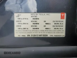 2017 Tesla Model S 60 with VIN 5YJSA1E14HF195384, listed as a Copart auction lot 78435364 with 49,736 mi miles and Salvage title. Bid and sale history available at DreamBid. Image 14.