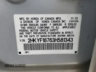 2003 Honda Pilot EX z VIN 2HKYF18763H581343, wystawiony jako Copart lot #60804525 z przebiegiem 236 636 mil mil oraz Szkoda całkowita • Salvage title. Historia ofert i sprzedaży dostępna na DreamBid. Obrazek 13.