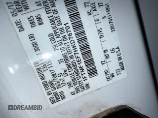 2017 Ford F-150 XL с VIN 1FTMF1EF7HKD76701, выставлен на аукционе Copart как лот 54277595 с пробегом 36 566 миль миль и Списание • Salvage title. История ставок и продаж доступна на DreamBid. Изображение 10.