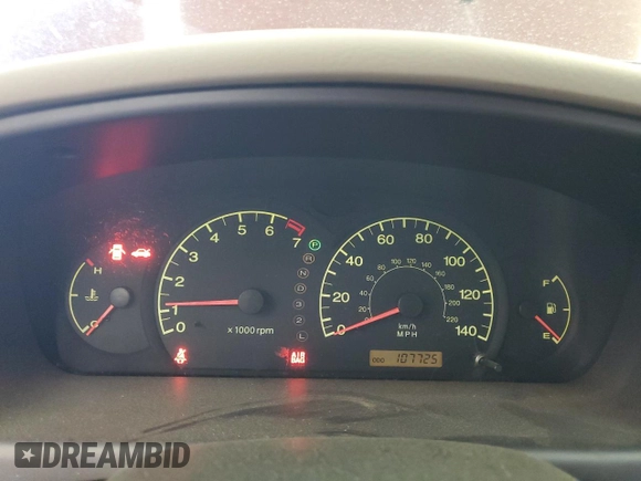 2001 Hyundai Elantra GLS with VIN KMHDN45D71U140221, listed as a Copart auction lot 54695955 with 107,725 mi miles and Salvage title. Bid and sale history available at DreamBid. Image 9.