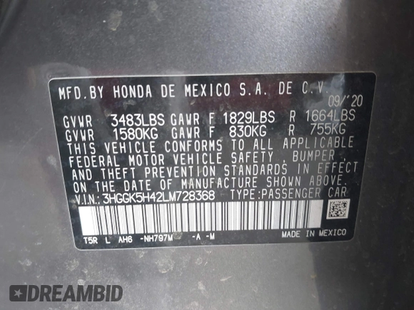 2020 Honda Fit LX with VIN 3HGGK5H42LM728368, listed as a IAAI auction lot 42271576 with 266,363 mi miles and . Bid and sale history available at DreamBid. Image 9.