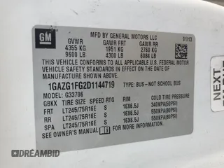 2013 Chevrolet Express Passenger LT with VIN 1GAZG1FG2D1144719, listed as a Copart auction lot 64759665 with Not provided miles and Clean title. Bid and sale history available at DreamBid. Image 13.