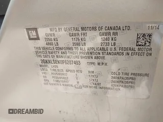 2015 GMC Terrain SLT with VIN 2GKALSEK0F6207493, listed as a IAAI auction lot 42511008 with 104,823 mi miles and . Bid and sale history available at DreamBid. Image 9.