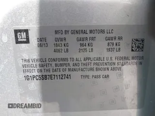 2014 Chevrolet Cruze 1LT с VIN 1G1PC5SB7E7112741, выставлен на аукционе IAAI как лот 42343473 с пробегом 112 264 миль миль и . История ставок и продаж доступна на DreamBid. Изображение 9.