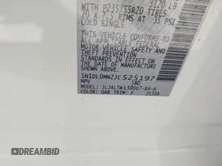 2018 Infiniti QX60 with VIN 5N1DL0MN2JC525197, listed as a IAAI auction lot 41878972 with 181,134 mi miles. Bid and sale history available at carsss.com. Image 9.