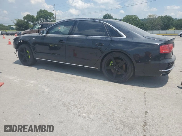 2013 Audi A8 6.3L with VIN WAUR4AFD1DN010893, listed as a Copart auction lot 62693655 with 115,085 mi miles and Salvage title. Bid and sale history available at DreamBid. Image 2.