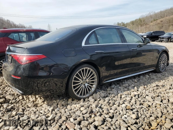 2022 Mercedes-Benz S-Class S 500 with VIN W1K6G6DB1NA142983, listed as a Copart auction lot 46433605 with 0 mi miles and Salvage Title. Bid and sale history available at carsss.com. Image 3.