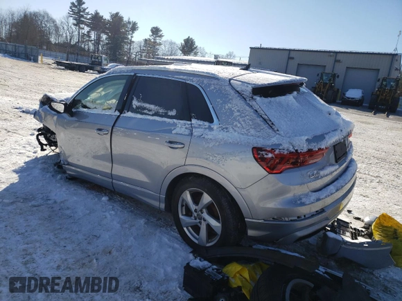 2019 Audi Q3 Premium with VIN WA1AECF35K1083330, listed as a Copart auction lot 87801965 with 0 mi miles and Salvage Title. Bid and sale history available at carsss.com. Image 2.