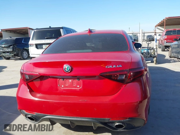 2018 Alfa Romeo Giulia with VIN ZARFAEBN8J7567620, listed as a IAAI auction lot 41738301 with 80,194 mi miles. Bid and sale history available at carsss.com. Image 16.