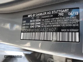 2014 Mercedes-Benz E 400 Sport with VIN WDDHF9FB8EA831607, listed as a Copart auction lot 52544655 with 40,904 mi miles and Clean Title. Bid and sale history available at DreamBid. Image 12.