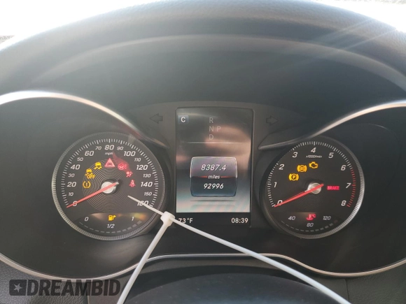 2016 Mercedes-Benz C 300 Luxury with VIN 55SWF4KB9GU118427, listed as a Copart auction lot 53744515 with 92,996 mi miles and Salvage title. Bid and sale history available at DreamBid. Image 9.