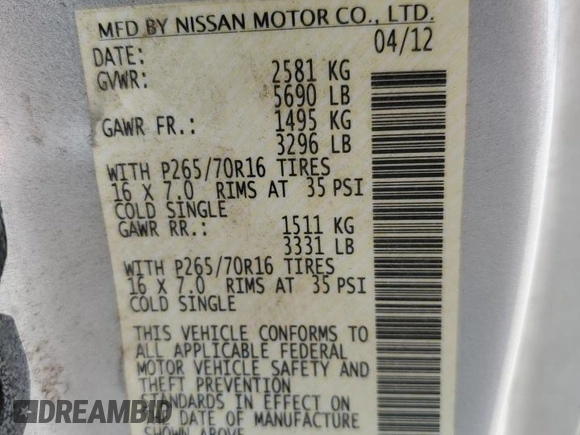 2012 Nissan Frontier SV z VIN 1N6AD0CW8CC444557, wystawiony jako Copart lot #60852425 z przebiegiem 135 346 mil mil oraz Szkoda całkowita • Salvage title. Historia ofert i sprzedaży dostępna na DreamBid. Obrazek 12.