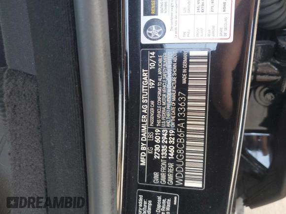 2015 Mercedes-Benz S 550 with VIN WDDUG8CB6FA133637, listed as a Copart auction lot 51707475 with 69,931 mi miles and Clean Title. Bid and sale history available at DreamBid. Image 12.