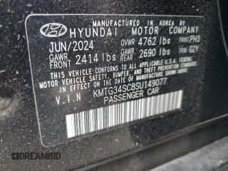 2025 Genesis G70 2.5T with VIN KMTG34SC8SU149077, listed as a Copart auction lot 41567865 with Not provided miles and Salvage title. Bid and sale history available at DreamBid. Image 12.