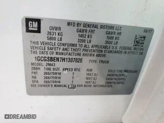 2017 Chevrolet Colorado 2WD WT with VIN 1GCGSBEN7H1307826, listed as a Copart auction lot 84059904 with 100,455 mi miles and Salvage Title. Bid and sale history available at carsss.com. Image 14.