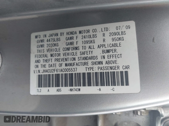 2010 Acura TSX z VIN JH4CU2F61AC005537, wystawiony jako IAAI lot #42241748 z przebiegiem 307 771 mil mil oraz . Historia ofert i sprzedaży dostępna na DreamBid. Obrazek 9.