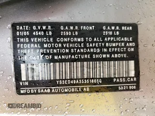 2005 Saab 9-5 Arc with VIN YS3ED49A353518650, listed as a Copart auction lot 44595085 with 220,098 mi miles and Clean Title. Bid and sale history available at carsss.com. Image 14.