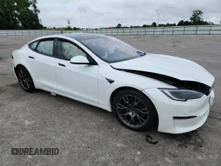 2022 Tesla Model S with VIN 5YJSA1E50NF476127, listed as a Copart auction lot 60225465 with Not provided miles and Salvage title. Bid and sale history available at DreamBid. Image 4.