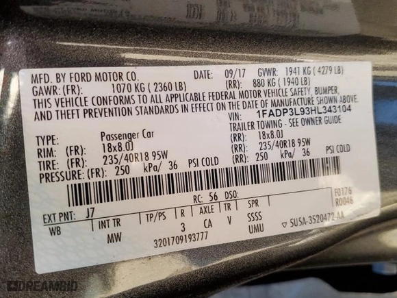 2017 Ford Focus ST with VIN 1FADP3L93HL343104, listed as a Copart auction lot 53575195 with 64,394 mi miles and Clean Title. Bid and sale history available at carsss.com. Image 12.