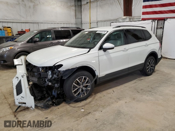 2019 Volkswagen Tiguan SE with VIN 3VV2B7AX0KM157357, listed as a Copart auction lot 55564975 with 57,421 mi miles and Salvage Title. Bid and sale history available at DreamBid. Image 1.