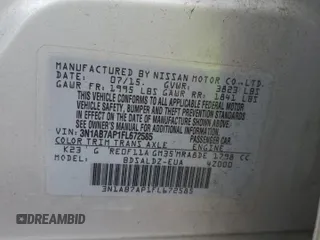 2015 Nissan Sentra SV with VIN 3N1AB7AP1FL672585, listed as a Copart auction lot 49701465 with 116,863 mi miles and Salvage Title. Bid and sale history available at DreamBid. Image 14.