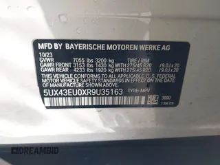 2024 BMW X5 xDrive50e with VIN 5UX43EU0XR9U35163, listed as a IAAI auction lot 41780918 with 17,679 mi miles. Bid and sale history available at carsss.com. Image 9.