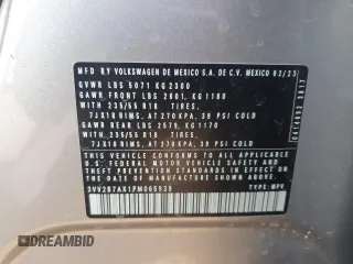 2023 Volkswagen Tiguan SE z VIN 3VV2B7AX1PM065939, wystawiony jako Copart lot #45315355 z przebiegiem 18 729 mil mil oraz Szkoda całkowita • Salvage title. Historia ofert i sprzedaży dostępna na DreamBid. Obrazek 13.