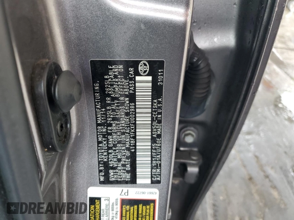 2015 Toyota Camry XLE z VIN 4T1BF1FKXFU002986, wystawiony jako Copart lot #56535815 z przebiegiem 163 382 mil mil oraz Szkoda całkowita • Salvage title. Historia ofert i sprzedaży dostępna na DreamBid. Obrazek 12.