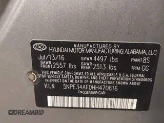 2017 Hyundai Sonata Sport with VIN 5NPE34AF0HH470616, listed as a IAAI auction lot 41550055 with 157,969 mi miles. Bid and sale history available at carsss.com. Image 9.