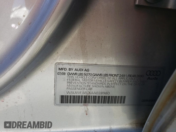 2010 Audi A4 Premium Plus z VIN WAUWFAFLXAA028980, wystawiony jako Copart lot #52961535 z przebiegiem 187 979 mil mil oraz Szkoda całkowita • Salvage title. Historia ofert i sprzedaży dostępna na DreamBid. Obrazek 15.
