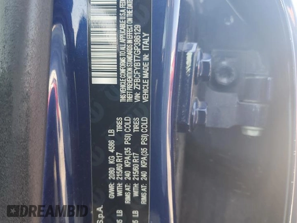 2016 FIAT 500X Easy with VIN ZFBCFYBT7GP386129, listed as a Copart auction lot 60502325 with 136,438 mi miles and Salvage title. Bid and sale history available at DreamBid. Image 12.