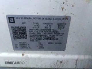 2021 Chevrolet Equinox LT with VIN 3GNAXUEV0MS136453, listed as a IAAI auction lot 40749912 with 139,110 mi miles and . Bid and sale history available at DreamBid. Image 9.