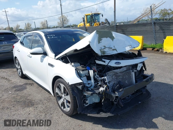 2016 Kia Optima SX Turbo with VIN 5XXGW4L25GG016639, listed as a IAAI auction lot 41937575 with 81,336 mi miles and . Bid and sale history available at carsss.com. Image 1.