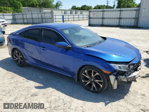 2019 Honda Civic Sport with VIN 2HGFC2F81KH539088, listed as a Copart auction lot 54385095 with 315,247 mi miles and Clean title. Bid and sale history available at DreamBid. Image 4.