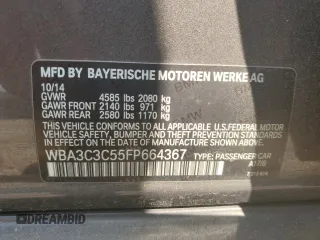 2015 BMW 3 Series 320i xDrive with VIN WBA3C3C55FP664367, listed as a Copart auction lot 60689755 with 73,436 mi miles and Clean title. Bid and sale history available at DreamBid. Image 12.