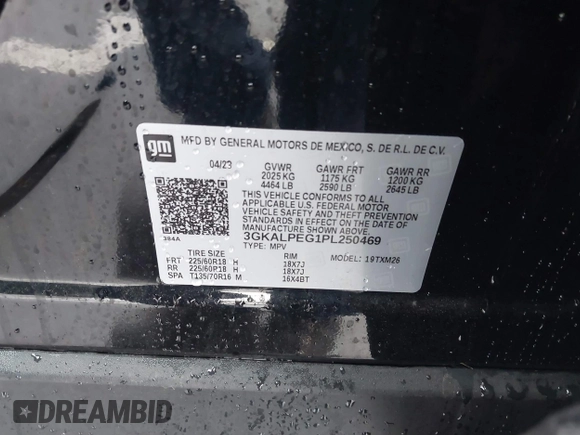 2023 GMC Terrain SLT with VIN 3GKALPEG1PL250469, listed as a IAAI auction lot 40890565 with 30,405 mi miles and . Bid and sale history available at carsss.com. Image 9.