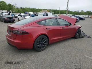 2024 Tesla Model S with VIN 5YJSA1E54RF542748, listed as a Copart auction lot 55210615 with Not provided miles and Salvage title. Bid and sale history available at DreamBid. Image 3.