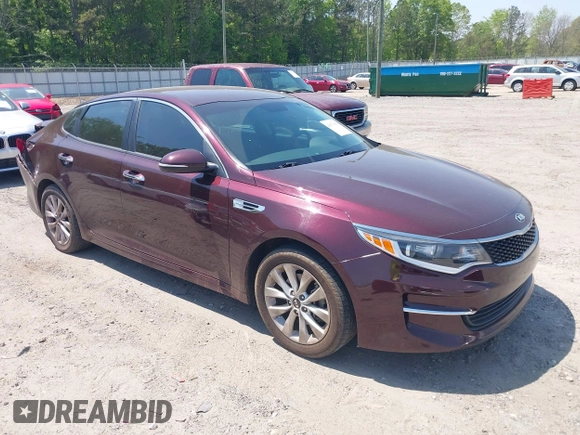 2018 Kia Optima LX with VIN 5XXGT4L39JG259153, listed as a IAAI auction lot 42076003 with 191,321 mi miles and . Bid and sale history available at DreamBid. Image 1.