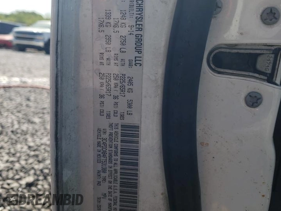 2015 Dodge Journey American Value with VIN 3C4PDCAB4FT531380, listed as a Copart auction lot 53103135 with 164,802 mi miles and Salvage Title. Bid and sale history available at DreamBid. Image 13.