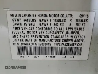 2017 Honda Fit EX with VIN JHMGK5H77HS003015, listed as a Copart auction lot 57205495 with 112,481 mi miles and Salvage title. Bid and sale history available at DreamBid. Image 12.
