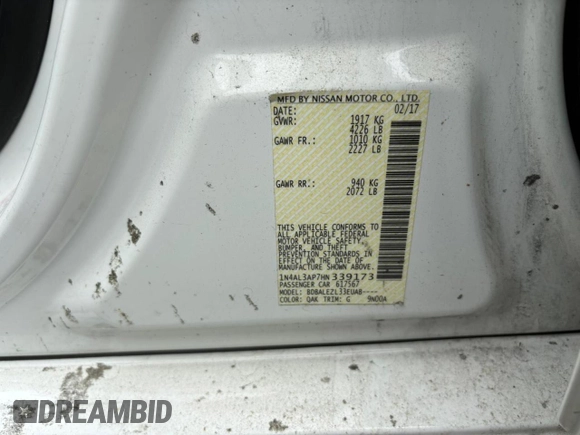 2017 Nissan Altima S with VIN 1N4AL3AP7HN339173, listed as a Copart auction lot 64872745 with 160,577 mi miles and Clean title. Bid and sale history available at DreamBid. Image 10.