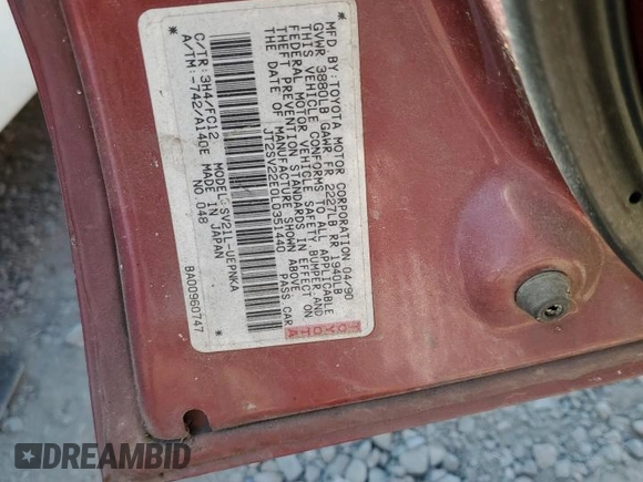 1990 Toyota Camry LE ECT z VIN JT2SV22E0L0351440, wystawiony jako Copart lot #70768614 z przebiegiem 176 239 mil mil oraz Szkoda całkowita • Salvage title. Historia ofert i sprzedaży dostępna na DreamBid. Obrazek 12.