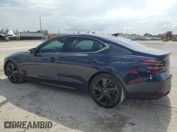2023 Genesis G70 2.0T with VIN KMTG34TA5PU110175, listed as a Copart auction lot 58297715 with 43,716 mi miles and Salvage title. Bid and sale history available at DreamBid. Image 2.