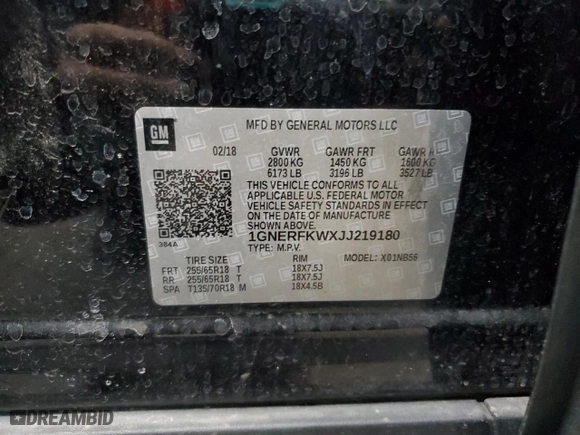 2018 Chevrolet Traverse LS with VIN 1GNERFKWXJJ219180, listed as a Copart auction lot 44424005 with 111,454 mi miles and Salvage Title. Bid and sale history available at carsss.com. Image 14.