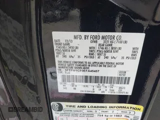 2014 Ford F-150 XL with VIN 1FTFW1CF0EFA45457, listed as a IAAI auction lot 41447000 with 169,984 mi miles and . Bid and sale history available at DreamBid. Image 9.