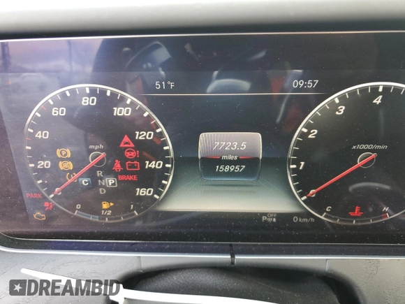 2018 Mercedes-Benz E-Class E 400 with VIN WDD1K6GB3JF062148, listed as a Copart auction lot 45142765 with 158,957 mi miles and Salvage Title. Bid and sale history available at carsss.com. Image 9.