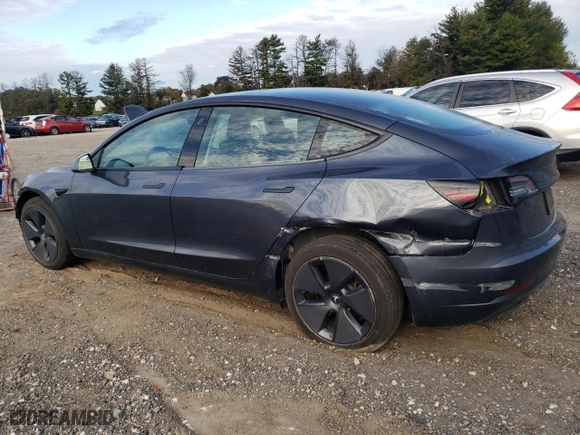 2023 Tesla Model 3 with VIN 5YJ3E1EA5PF408107, listed as a Copart auction lot 74465394 with 48,142 mi miles and Salvage Title. Bid and sale history available at carsss.com. Image 2.